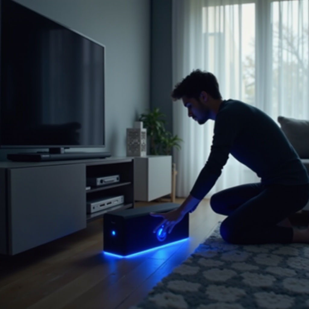 samsung subwoofer blue light on but no sound