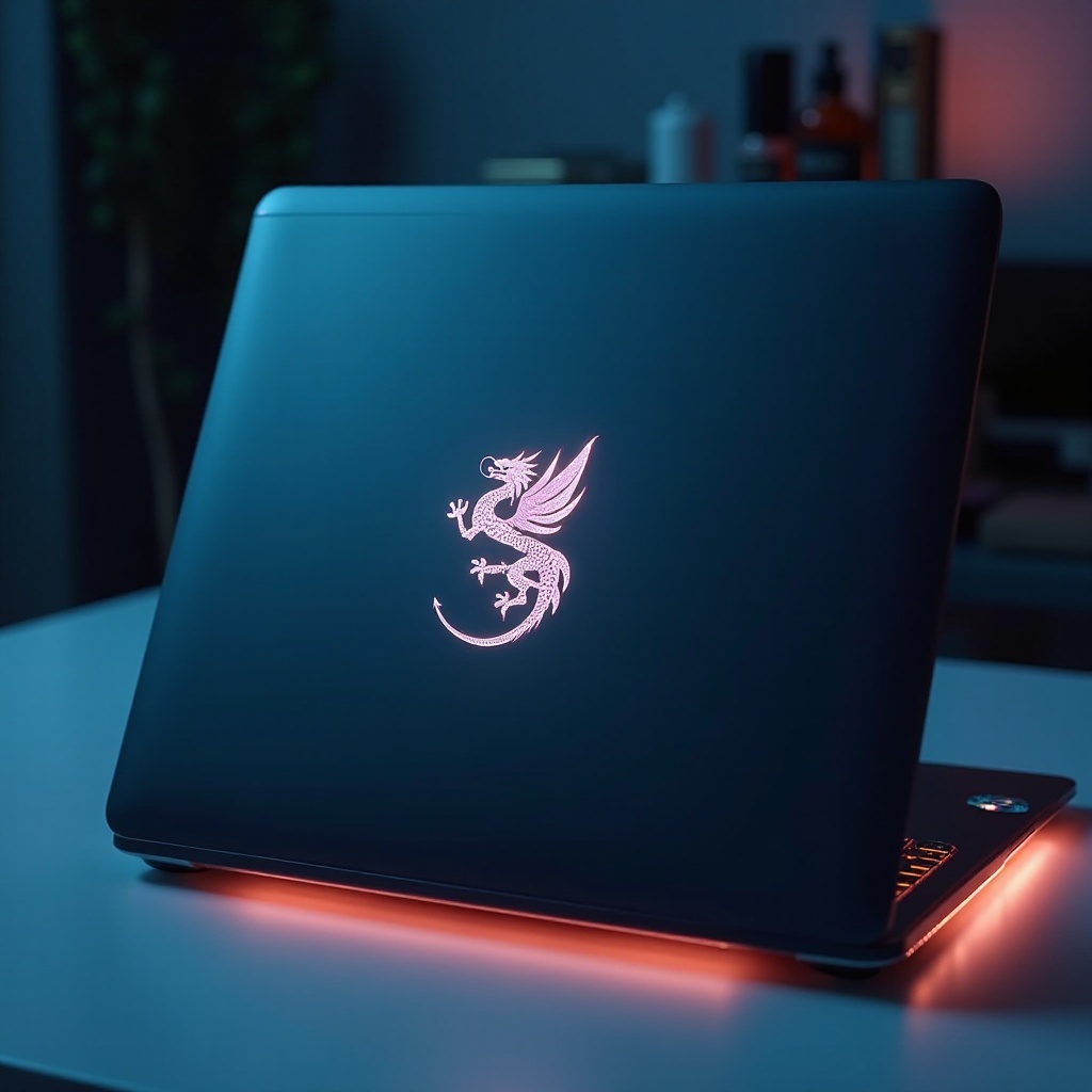 ドラゴンロゴのノートパソコン