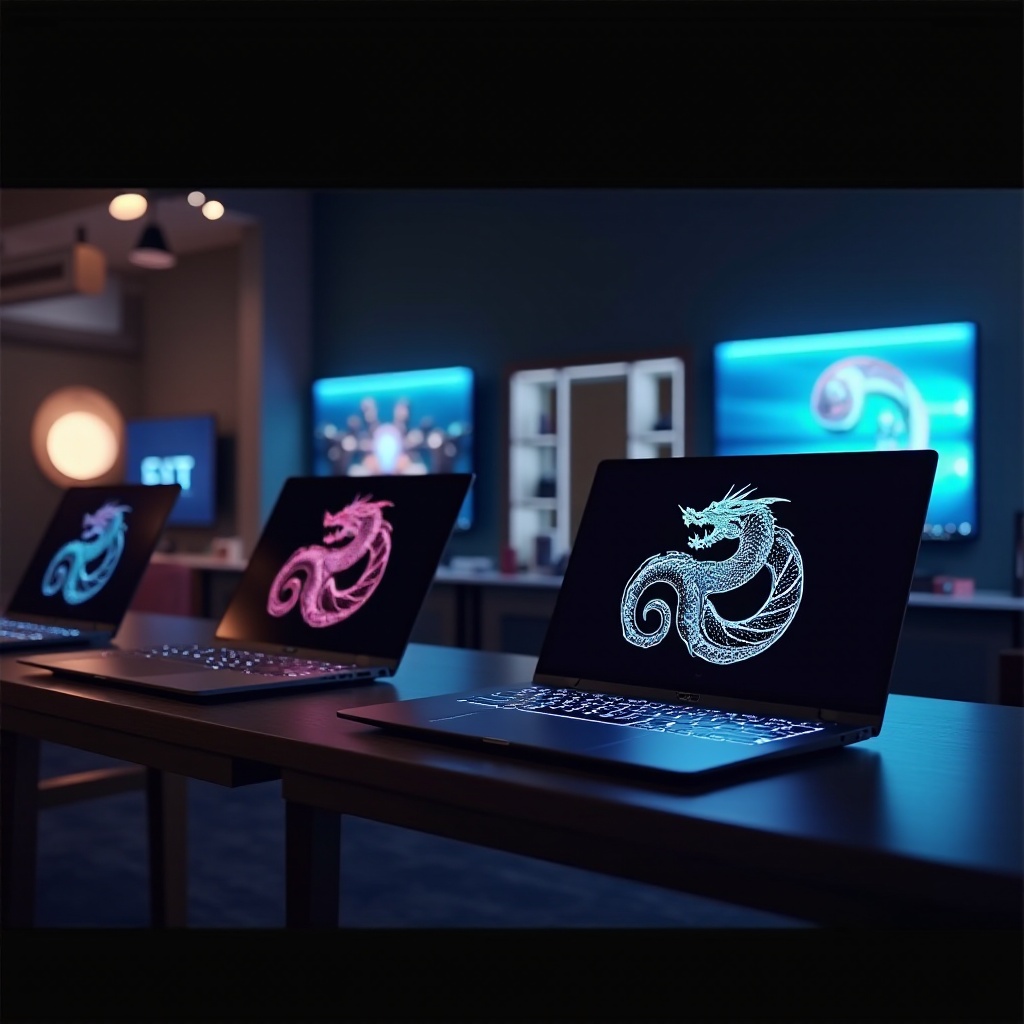 laptop met drakenlogo