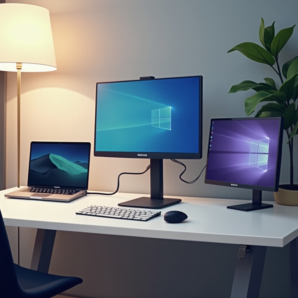 monitor przełączany między laptopem a komputerem stacjonarnym